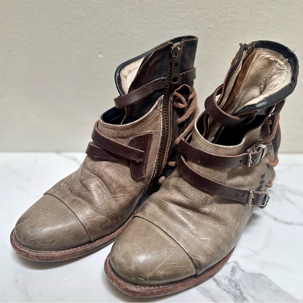 Freebird by Steven CRUE Brown Distressed Leather Booties - Picture 7 of 13